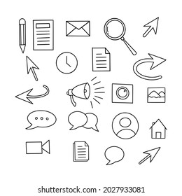 Set of hand drawn web icon set. Vector illustration