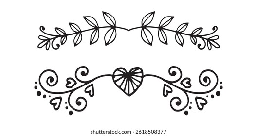 Set Hand drawn wedding album ornaments