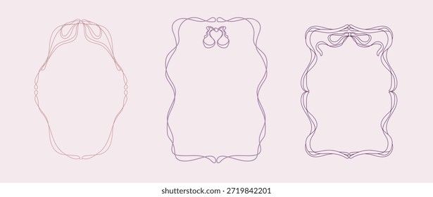 Definir Quadros De Arte De Linha Caprichada Desenhados À Mão Em Diferentes Formas