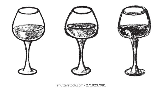 Set of hand drawn wine glasses clinking together Alcohol drink clipart in doodle style Single element for print, web, design, decor Happy New Year