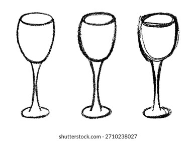 Set of hand drawn wine glasses clinking together Alcohol drink clipart in doodle style Single element for print, web, design, decor Happy New Year