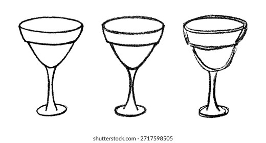 Set of hand drawn wine glasses clinking together Alcohol drink clipart in doodle style Single element for print, web, design, decor Happy New Year