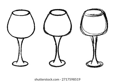 Conjunto de copas de vino dibujadas a mano tintineando juntos Clipart de bebidas alcohólicas en estilo doodle Elemento único para impresión, Web, diseño, decoración Feliz año Nuevo