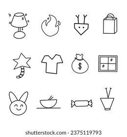 set of hand drawn winter icons