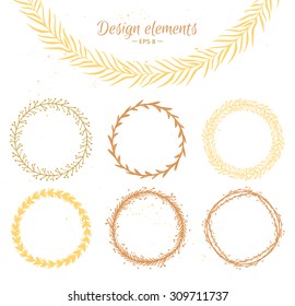 Set of hand drawn wreaths. Design elements  for invitations, greeting cards, quotes, blogs, posters and more. Vector