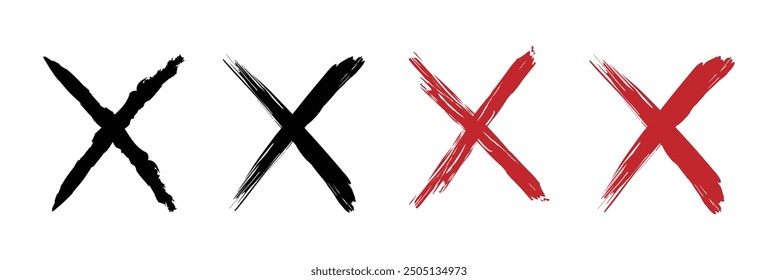 set of Hand drawn x marks. Set of grunge x sign. x cross.