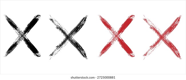 set of Hand drawn x marks. Set of grunge x sign. x cross.