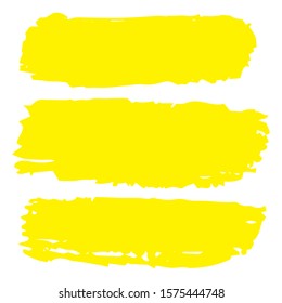 Set Of Hand Drawn Yellow Brushed Banner. Grunge Brushes. Brush Banner. Watercolor Painting. Distress Logo. Acrilyc Distress Wallpaper. Colorful Grunge Texture. Orange Brush Graffiti.