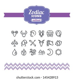 Set of hand drawn zodiac icons