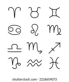 set of hand drawn zodiac signs
