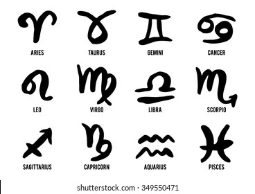 Set of hand drawn zodiac signs, vector illustration