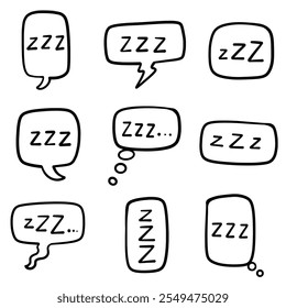 set of hand drawn zzz collection element