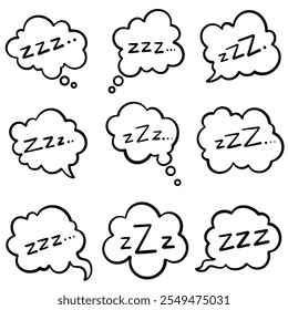 set of hand drawn zzz collection element