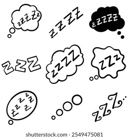 set of hand drawn zzz collection element