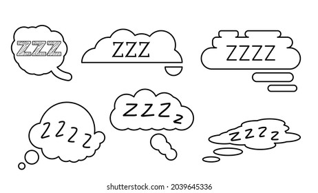 Set Hand Draws Collection Doodle Different Black Zzz Sleep Vector Design Style Cartoon Icons Sketch Night Dream