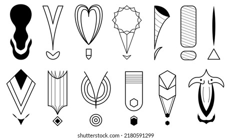 Set Hand Draws Collection Doodle Different Black Exclamation Marks Vector Design Style Cartoon Interrogation Icons Sketch