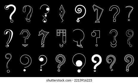 Set Hand Draws Collection Doodle Different Black Question Marks Vector Design Style Cartoon Interrogation Icons Sketch
