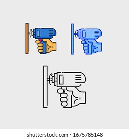 Handbohr-Icon-Illustration. Konzeptlogo