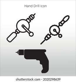 set of hand drill icon,  line isolated or logo isolated sign symbol vector, outline and stroke style Collection of high-quality color style vector illustration,