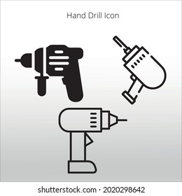 set of hand drill icon,  line isolated or logo isolated sign symbol vector, outline and stroke style Collection of high-quality color style vector illustration,