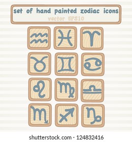 Set of hand drown zodiac icons