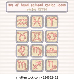 Set of hand drown zodiac icons