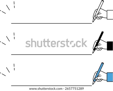 A set of hand elements of a person holding a pencil to underline