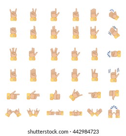 Set of hand emoticon vector isolated on white background. Gestures emoji vector. Smile icon set. Emoticon icon web.