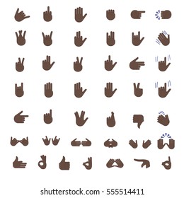 Set of hand emoticon vector isolated on white background. Gestures emoji vector. Smile icon set. Emoticon icon web. African American