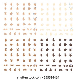 Set of hand emoticon vector isolated on white background. Gestures emoji vector. Smile icon set. Emoticon icon web.