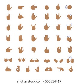 Set of hand emoticon vector isolated on white background. Gestures emoji vector. Smile icon set. Emoticon icon web. African American