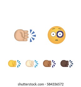 Set of hand emoticon vector isolated on white background. Gestures emoji vector. Smile icon set. Emoticon icon web. Hit gesture