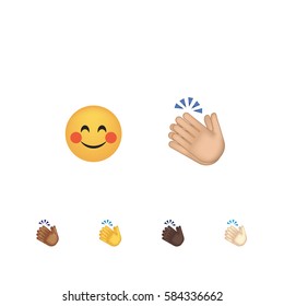 Set of hand emoticon vector isolated on white background. Gestures emoji vector. Smile icon set. Emoticon icon web. Applause gesture