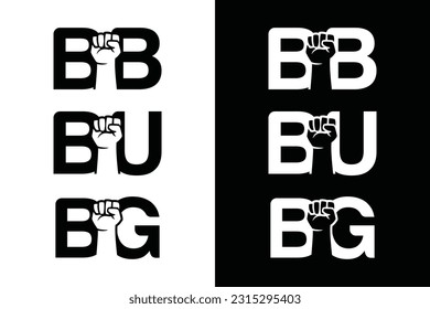 Set of Hand fist and BU BB BG letter black and white. Suitable in various business purposes also for icon, logo, symbol and many more.