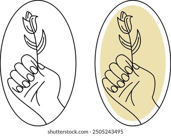 eine Reihe von Hand- und Blumensymbolen