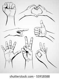 Set of hand gesture