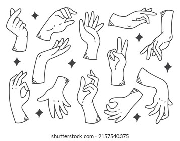 Set of Hand Gesture Doodle Design Element