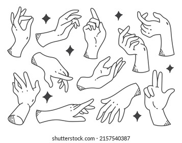 Set of Hand Gesture Doodle Design Element