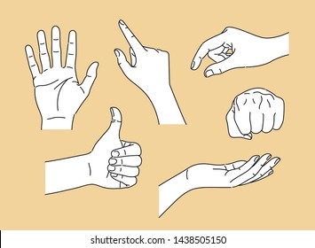 set of hand gesture. flat design style minimal vector illustration