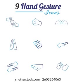 Set of hand gesture icons Flat design Vector