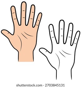 Set of hand gesture showing number five vector	