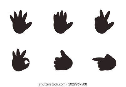 Set of hand gesture signs nonverbal symbols of communication meaning that everythink ok, shoving direction, greating somebody vector illustrations