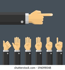 Set hand gesture. Vector