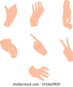 A set of hand gestures