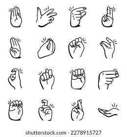 Set of Hand Gestures Doodle icons With High Quality Graphic 
