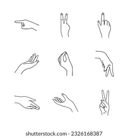 icono conjunto de gestos de mano