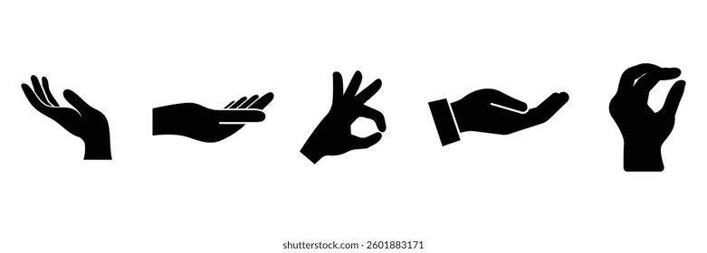 Set of hand gestures icon collection with different style. Ideal arm, Various hand-shaped symbol vector illustration.