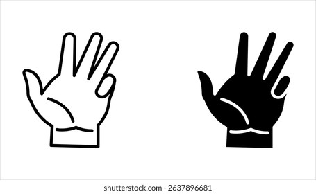 Set of hand gestures linear icons, vector illustration on white background.