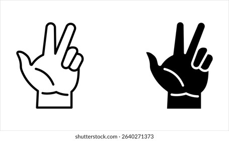 Set of hand gestures linear icons, vector illustration on white background.