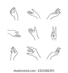 set of hand gestures on white